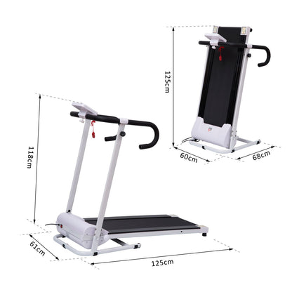 Steel Folding Motorized Home Treadmill w/ LCD Monitor White