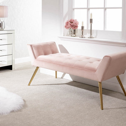 Turin Window Seat Metal & Fabric Pink