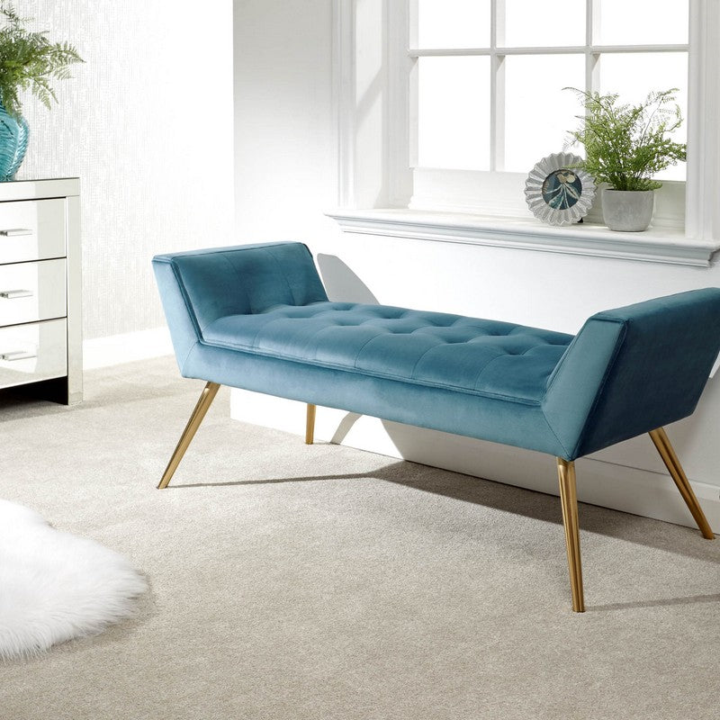 GFW Turin Window Seat Metal & Fabric Blue