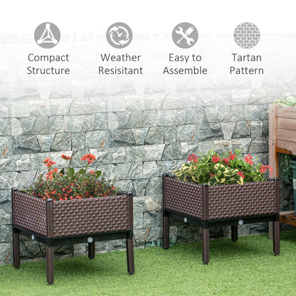 Set of 2 Raised Garden Bed Elevated Planter Box with Self-Watering Design