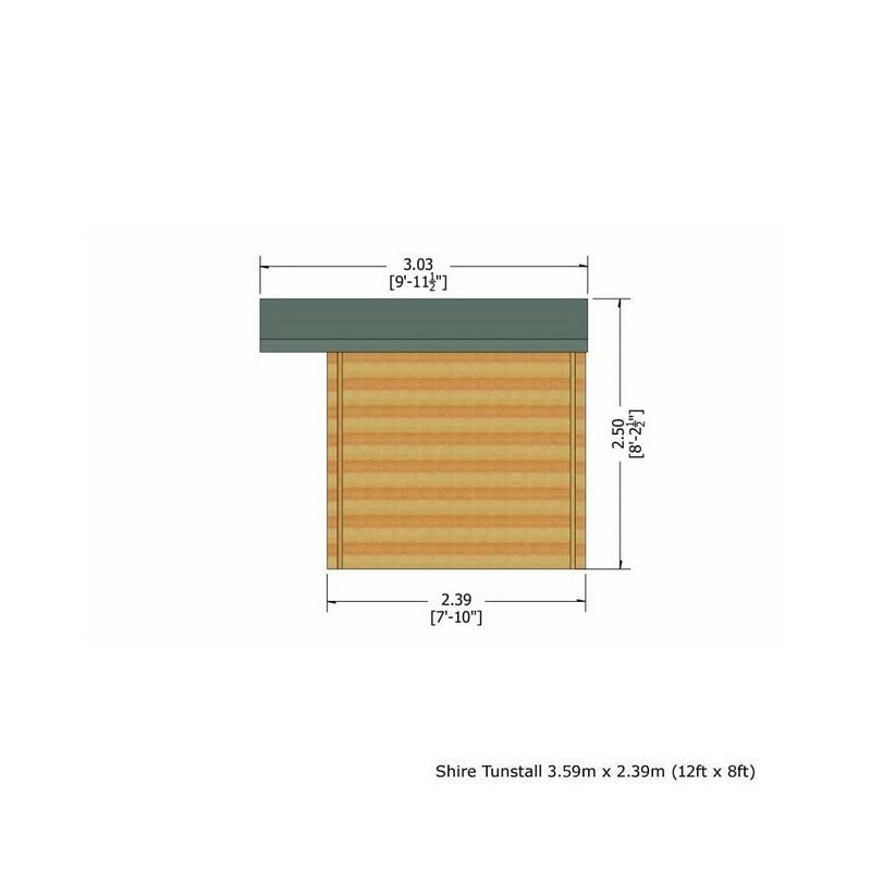 Shire Shire Tunstall 11' 9" x 7' 10" Apex Log Cabin - Premium 70mm Cladding Tongue & Groove