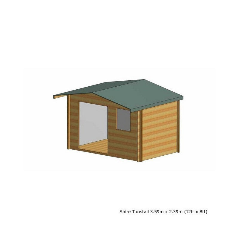 Shire Shire Tunstall 11' 9" x 7' 10" Apex Log Cabin - Premium 70mm Cladding Tongue & Groove