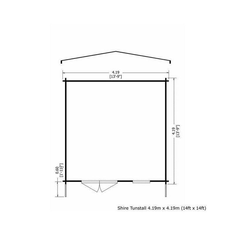 Shire Shire Tunstall 13' 8" x 13' 8" Apex Log Cabin - Premium 70mm Cladding Tongue & Groove