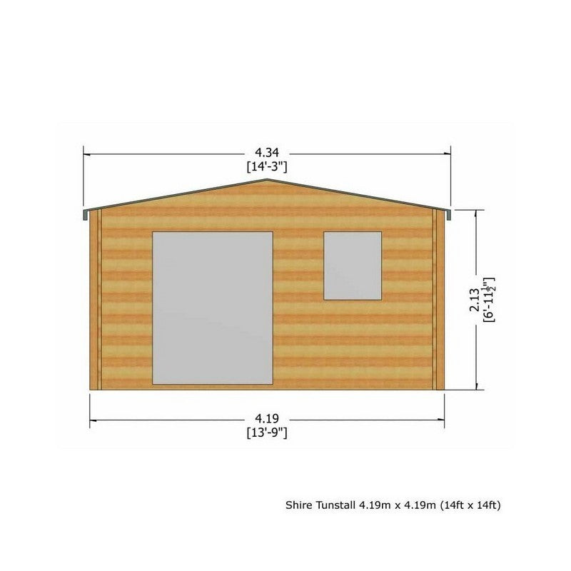 Shire Shire Tunstall 13' 8" x 13' 8" Apex Log Cabin - Premium 70mm Cladding Tongue & Groove