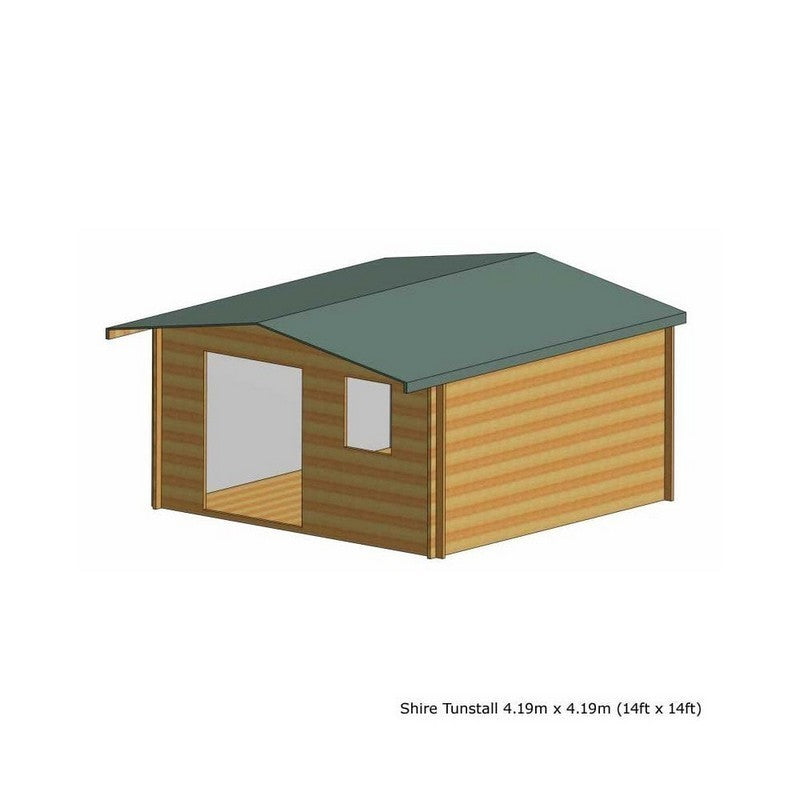 Shire Shire Tunstall 13' 8" x 13' 8" Apex Log Cabin - Premium 70mm Cladding Tongue & Groove