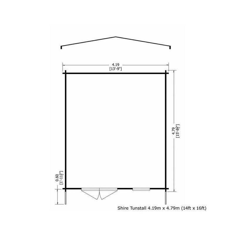 Shire Shire Tunstall 13' 8" x 15' 8" Apex Log Cabin - Premium 70mm Cladding Tongue & Groove