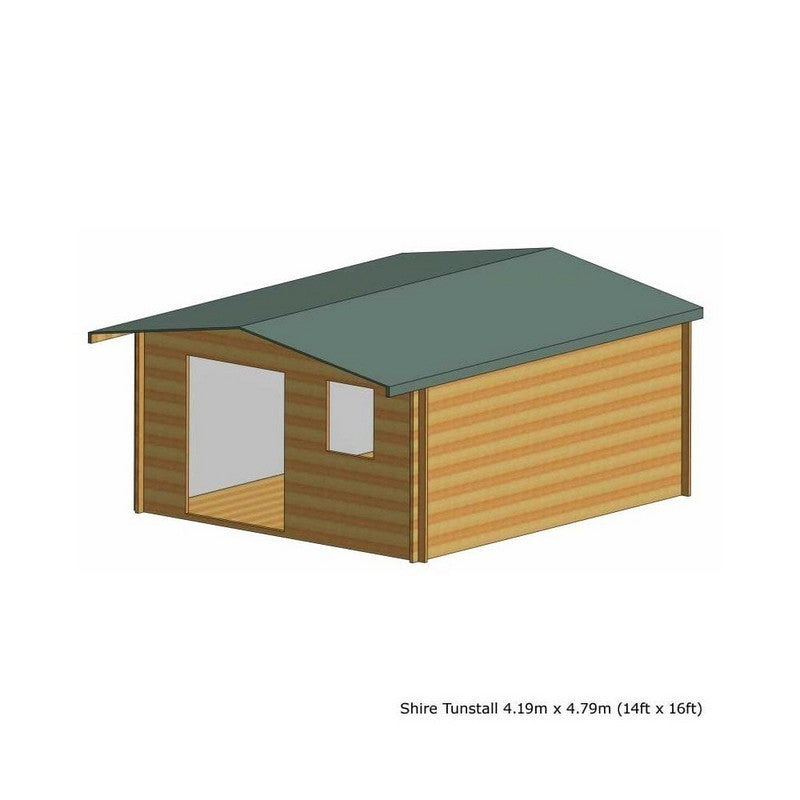 Shire Shire Tunstall 13' 8" x 15' 8" Apex Log Cabin - Premium 70mm Cladding Tongue & Groove