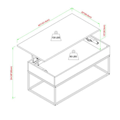 Norfolk Furniture Lift Top Coffee Table Brown 1 Door