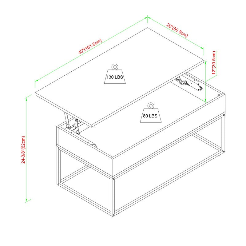 Norfolk Furniture Lift Top Coffee Table Brown 1 Door