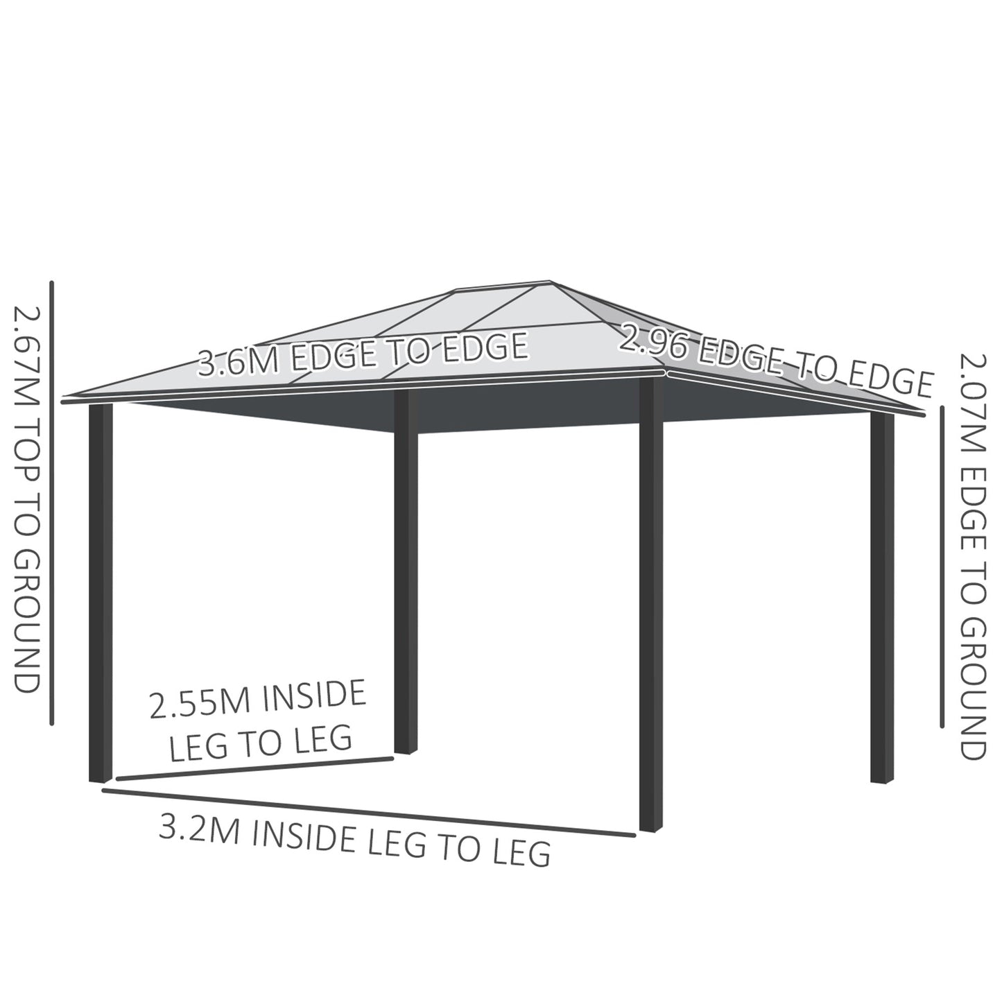 Outsunny 3 x 3.6 m Hardtop Gazebo Canopy