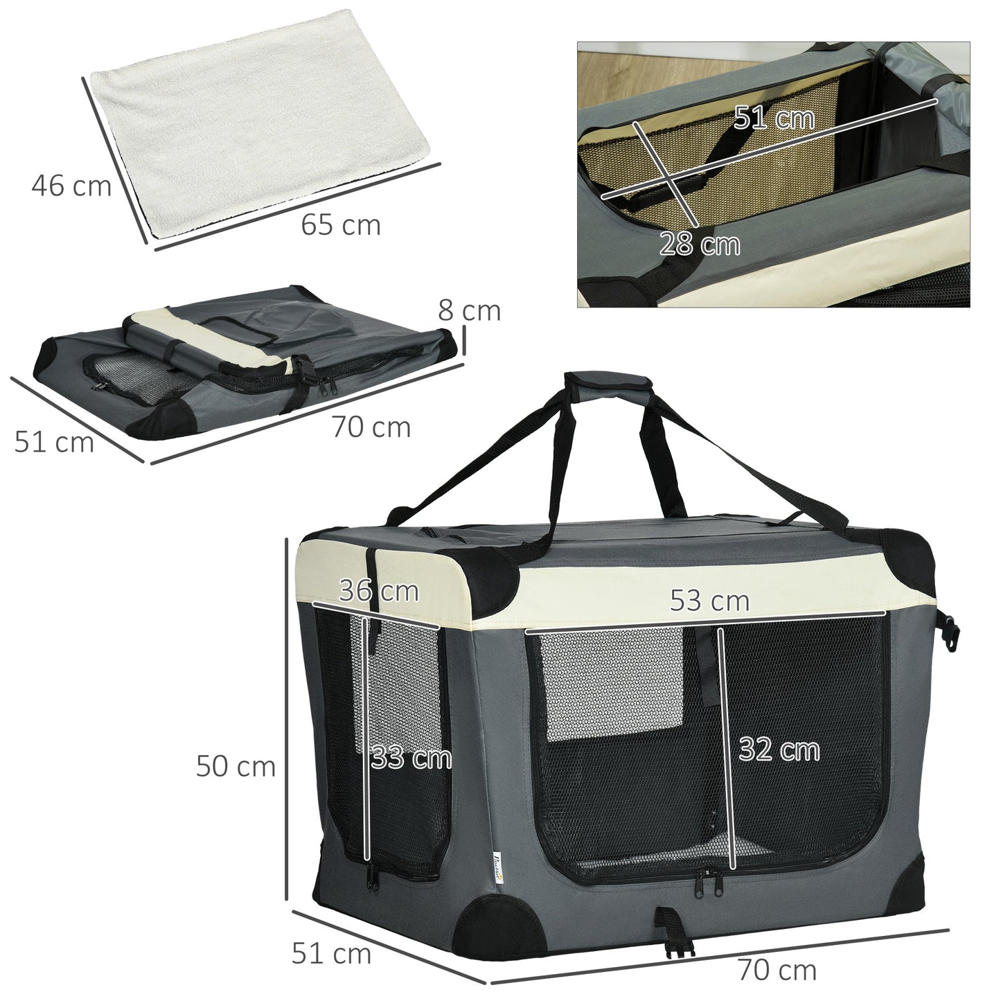 PawHut 70cm Foldable Pet Carrier