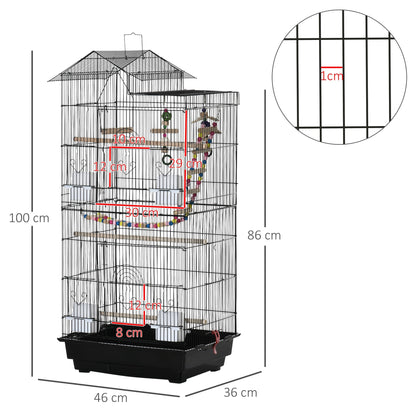 Highrise 100cm Bird Cage Hanging Black by Pawhut