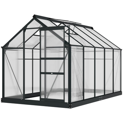 Outsunny Clear Polycarbonate Greenhouse Large Walk-In Green House Garden Plants Grow Galvanized Base Aluminium Frame With Slide Door