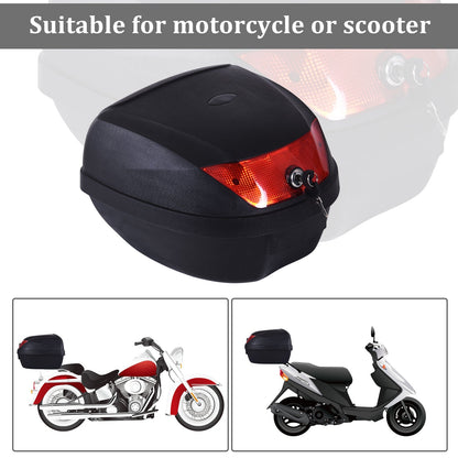 Homcom 28L Motorcycle Tail box Helmet Top Case Motorbike Luggage Storage Trunk Carrier Mount Rack With 2 Keys