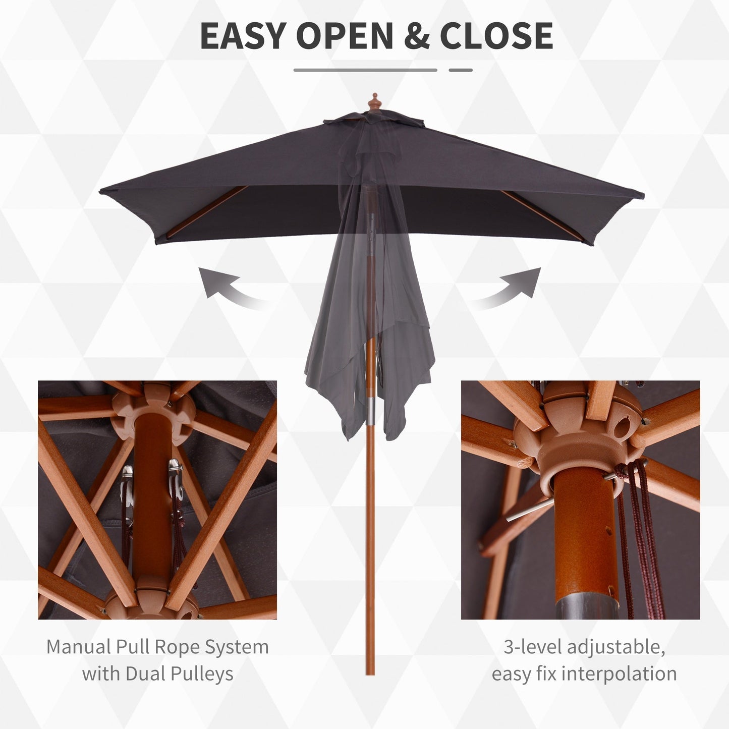 Outsunny 2M X 1.5M Garden Parasol Umbrella With Tilting Sunshade Canopy