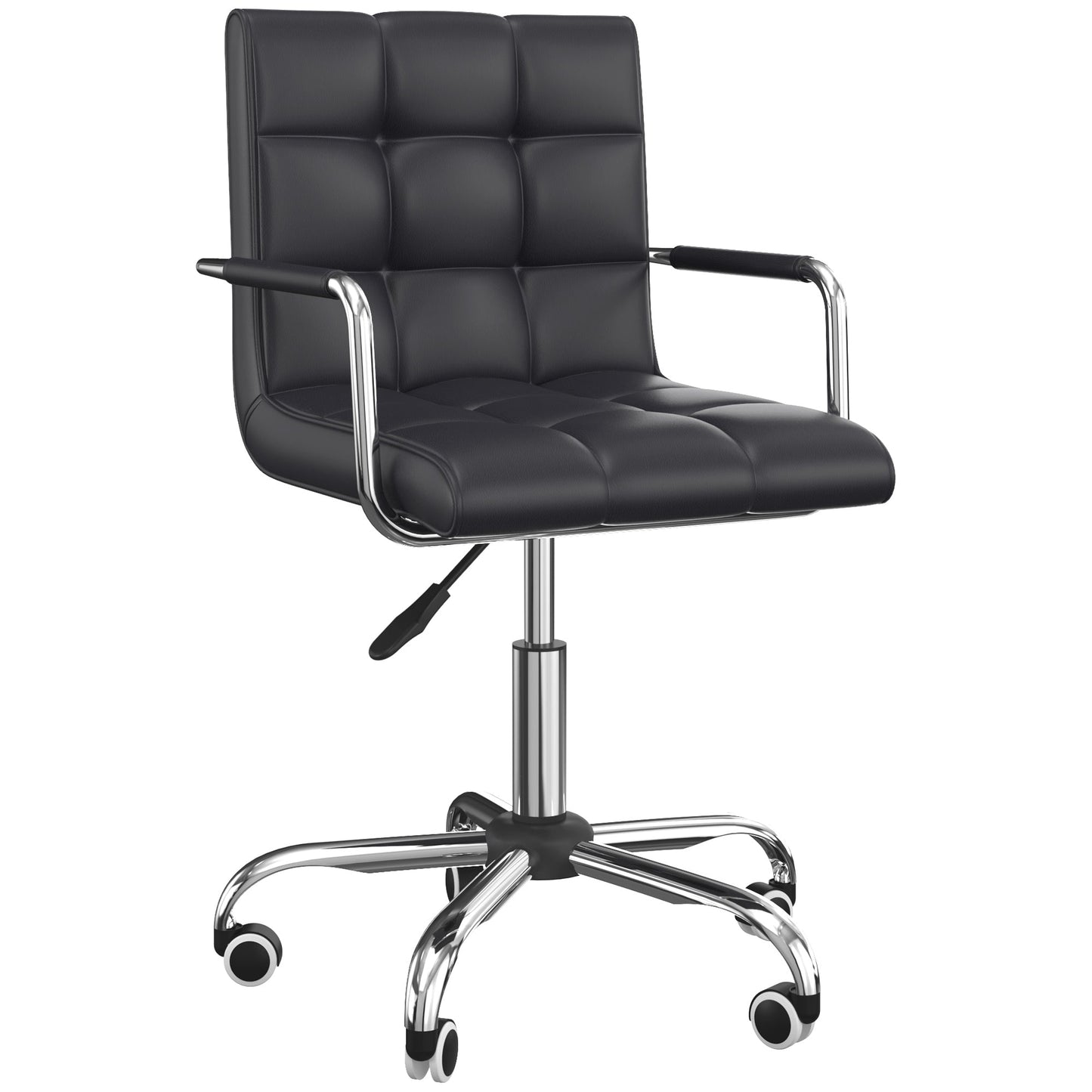 Vinsetto Mid Back PU Leather Home Office Desk Chair Swivel Computer Chair with Arm