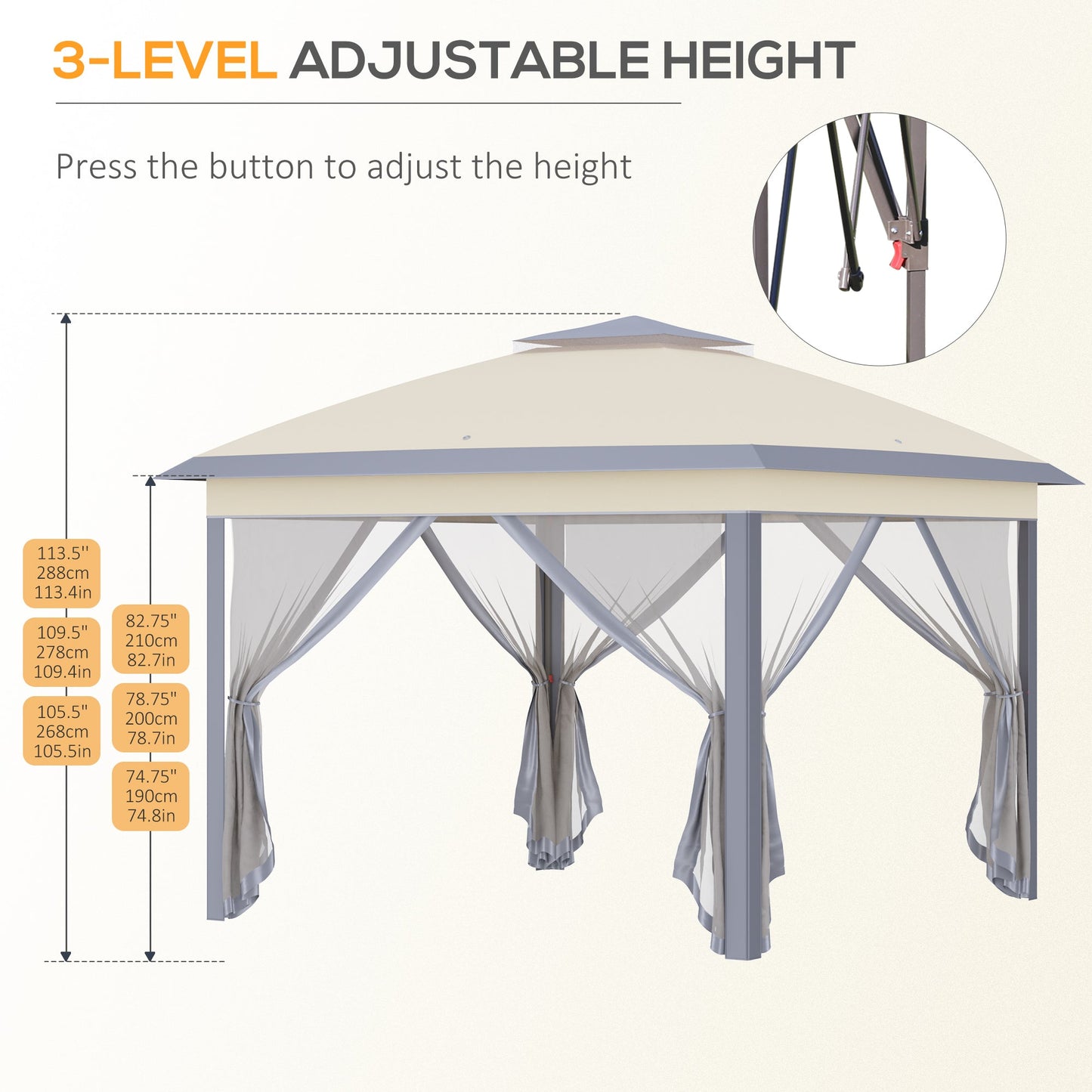 Outsunny 3.3 x 3.3M Pop Up Canopy