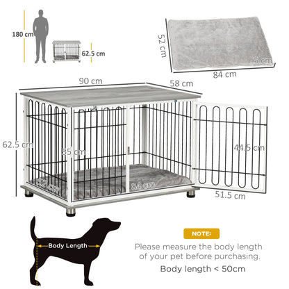 PawHut Dog Crate Furniture Side End Table with Soft Washable Cushion