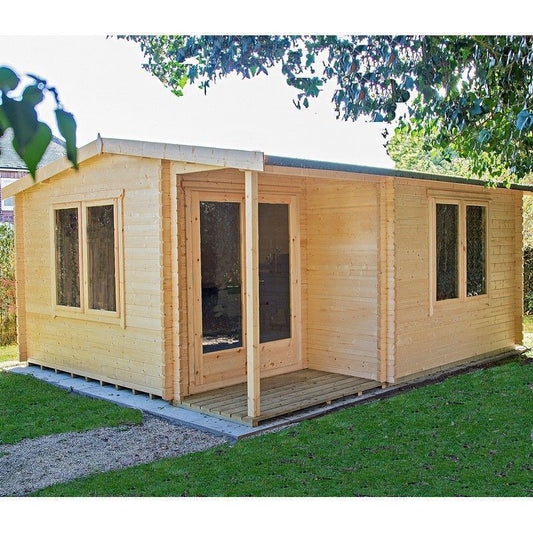 Shire Shire Twyford 11' 9" x 14' 8" Reverse Apex Log Cabin - Premium 44mm Cladding Tongue & Groove