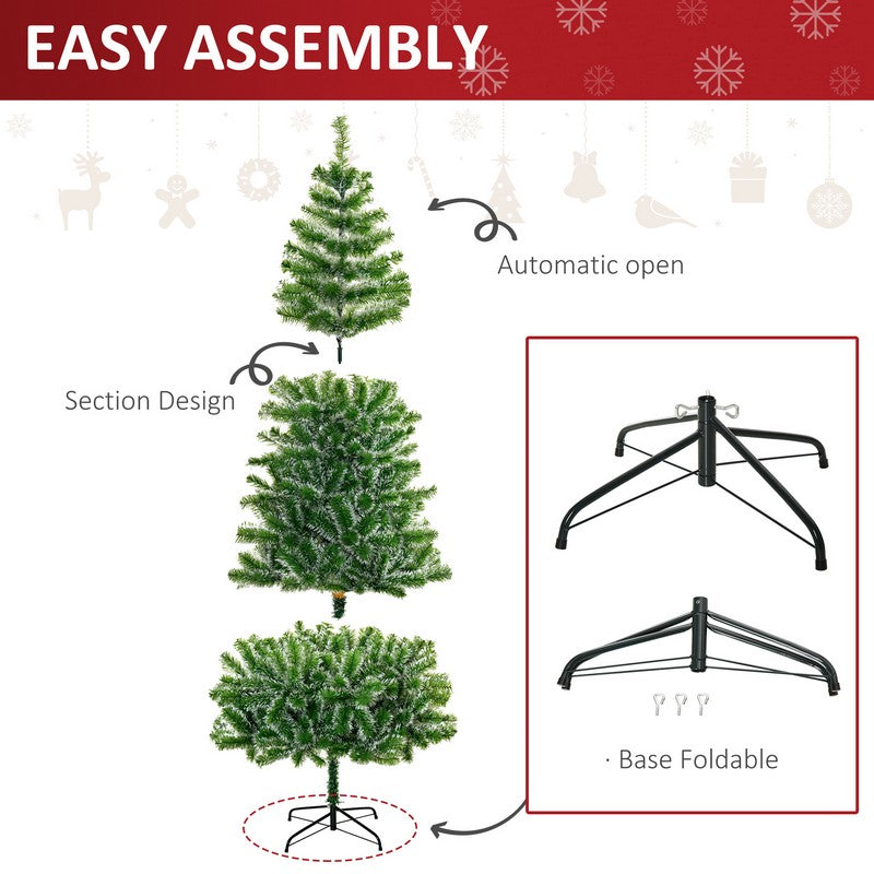 Homcom 7 Foot Indoor Christmas Tree Artificial Decoration Xmas Gift with Metal Stand Branch Tips