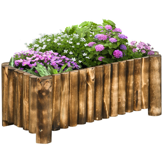 52L Raised Flower Bed Wooden Rectangualr Planter Container Box Herb Pot Flower Pot 78L x 35W x 30H cm