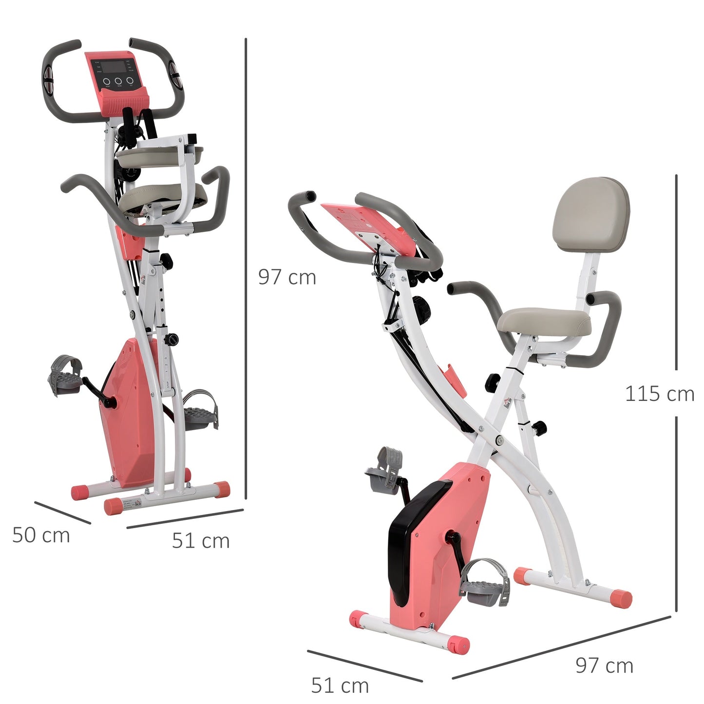 Folding Exercise Bike Upright Recumbent Stationary Cycling Magnetic w/ Band