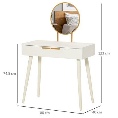 Modern Dressing Table with Round Mirror