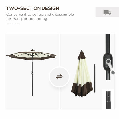 2.7m Garden Parasol Umbrella with 8 Metal Ribs