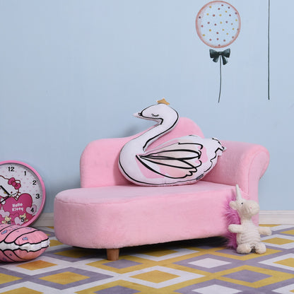 Kids Velvet-Like Chaise Lounge Pink