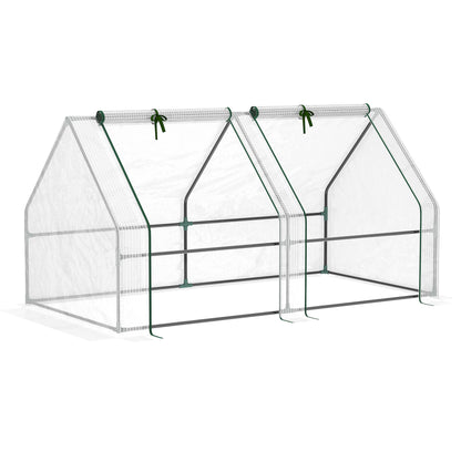 Mini Small Greenhouse with Steel Frame & PE Cover & Zippered Window Poly tunnel Steeple for Plants Vegetables