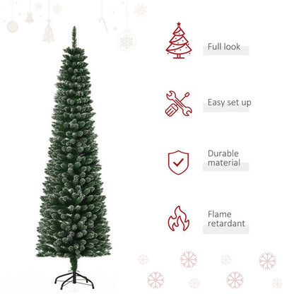 Homcom 6 Foot Artificial Snow Dipped Christmas Tree Xmas Pencil Tree with Foldable Black Stand