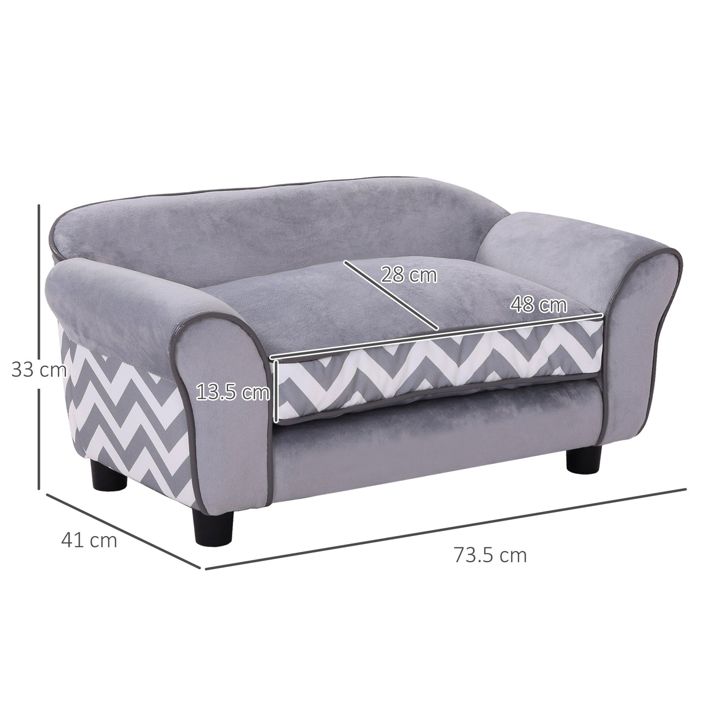 PawHut Velvet-Feel Small Dog Pet Bed - Grey