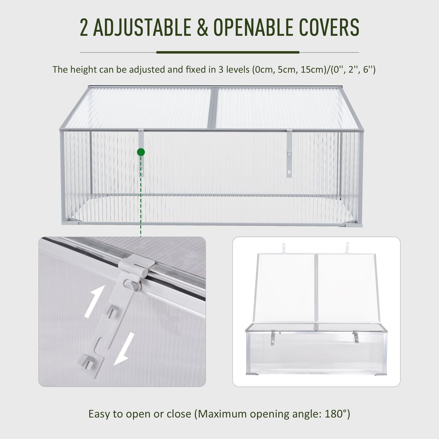 Garden Polycarbonate Cold Frame Greenhouse Grow House Flower Vegetable Plants Bed Aluminium Frame 99L x 60W x 44H cm