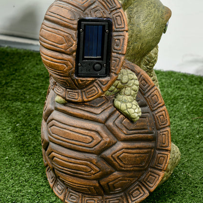 Vivid 2 Tortoises Garden Statue with Solar LED Light