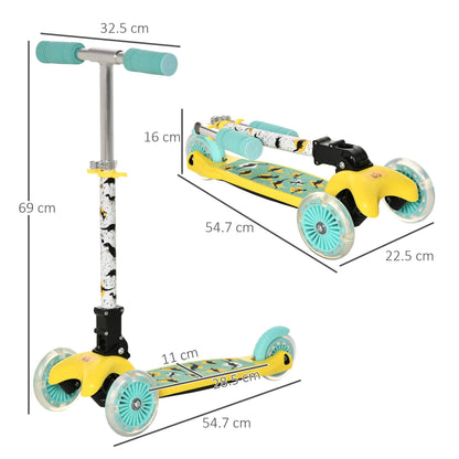 Foldable Scooter for Kids with 3 Wheel Adjustable Height Flashing Wheels