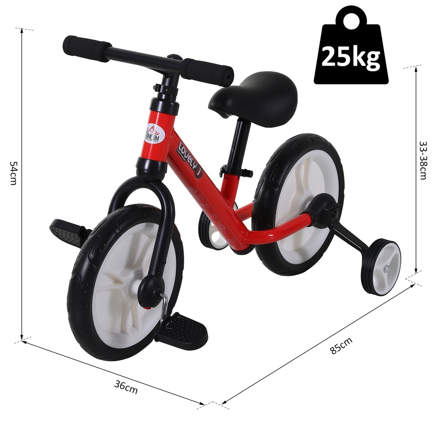 PP Toddlers Removable Stabiliser Balance Bike Red