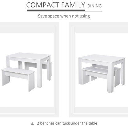 Kitchen Dining Table and 2 Benches Set