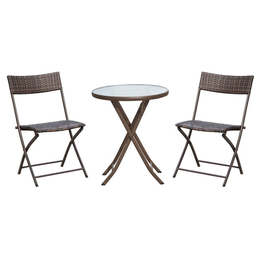 2 Seater Wicker Rattan Bistro Set-Brown