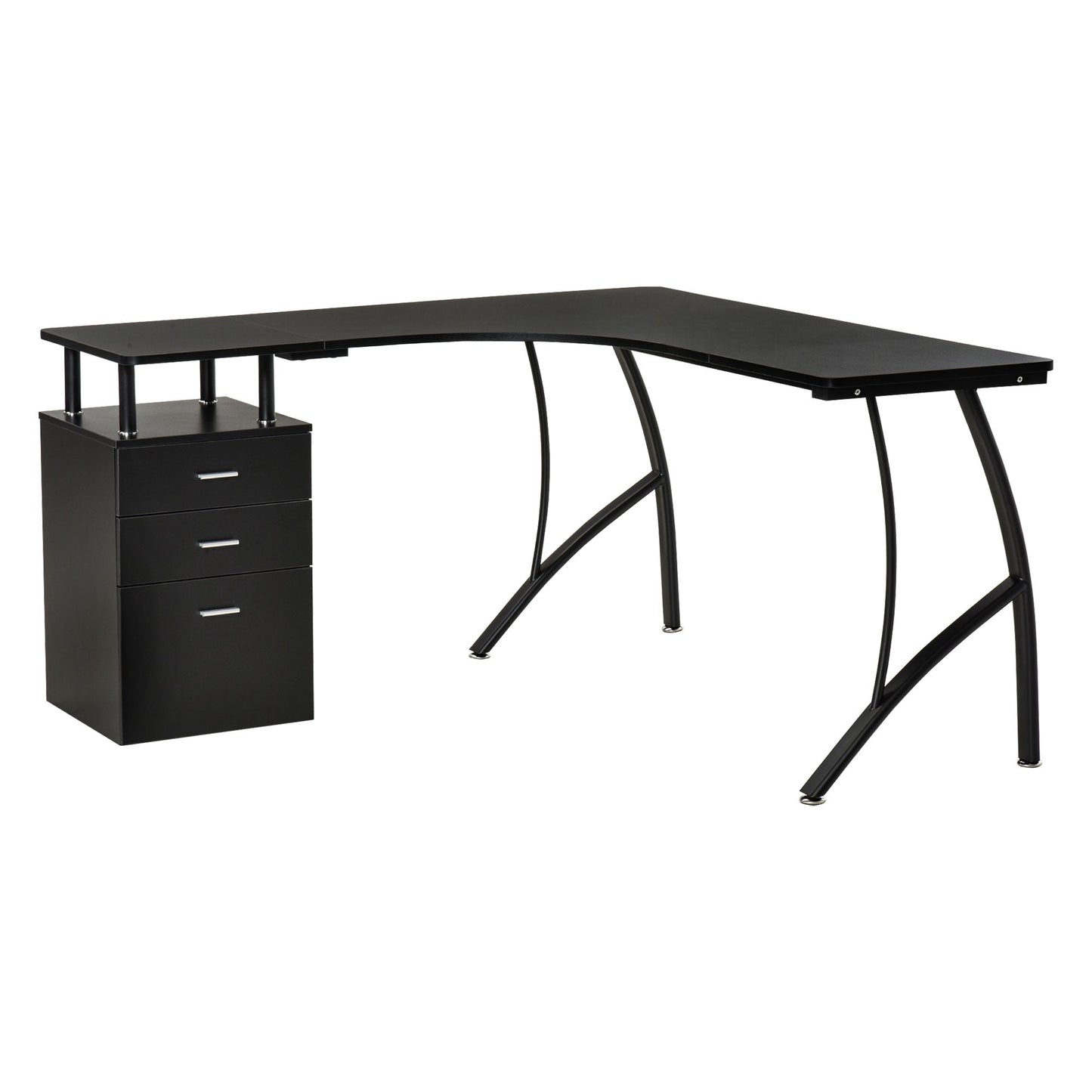 L-Shaped Computer Desk Table with Storage Drawer Home Office Corner Industrial Style Workstation