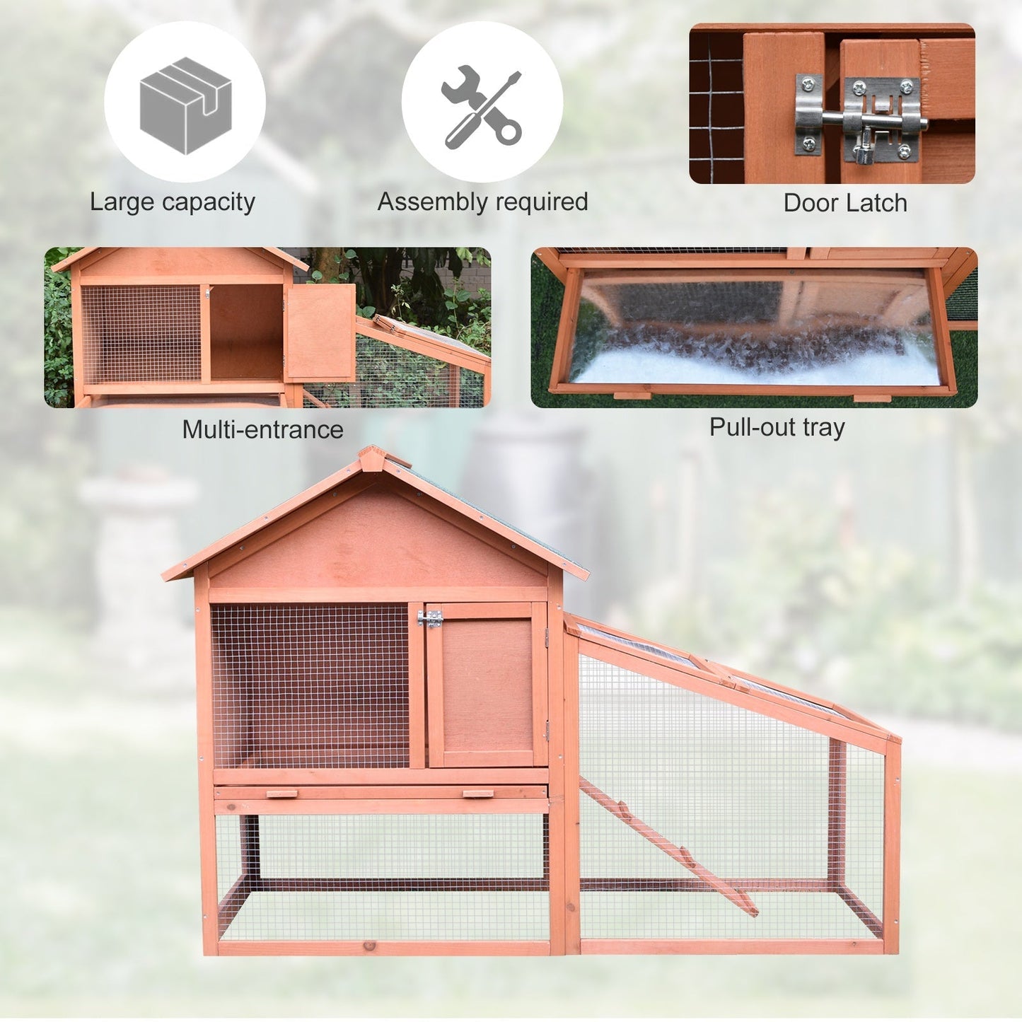 PawHut 2 Tier Rabbit Hutch Outdoor