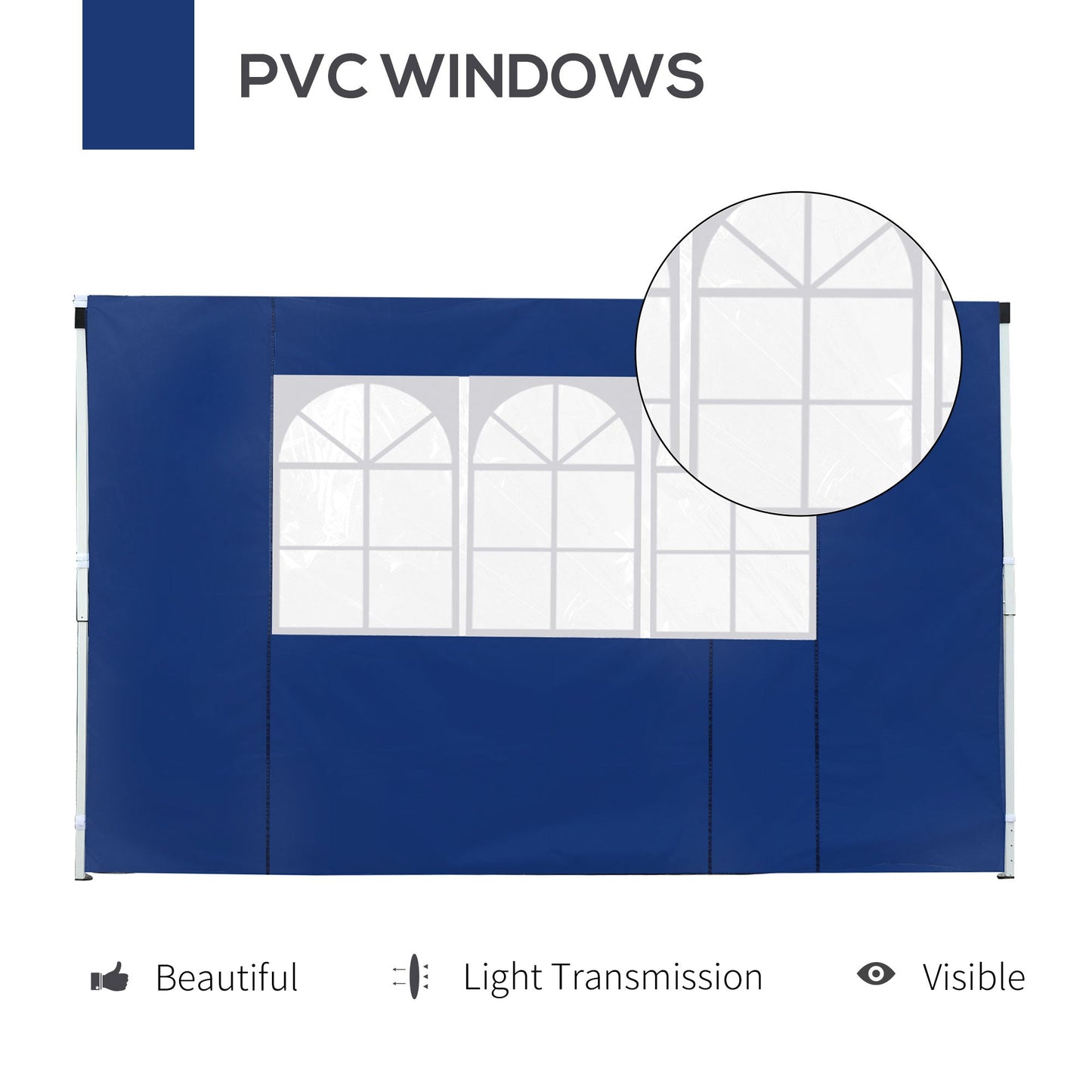 Outsunny 3 x 3M Gazebo Exchangeable Side Panel Panels With Window-Blue