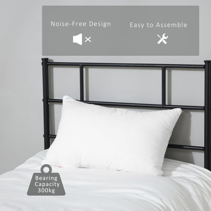 Single Metal Bed Frame Solid Bedstead Base with Headboard and Footboard