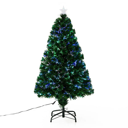 4 Foot Pre-Lit Fibre Optic Artificial Christmas Tree Holiday Xmas Décor with Tree Topper Multi-Colour