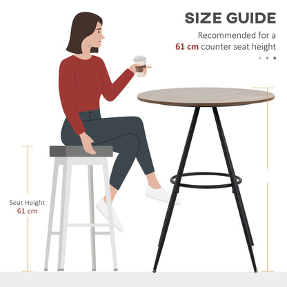 Round Counter Bistro Bar Table with Fixed Tabletop and Steel Legs