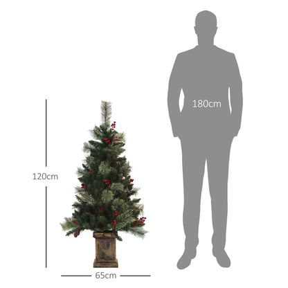 4ft Potted Christmas Tree Artificial - Dark Green with LED Lights Warm White 230 Tips