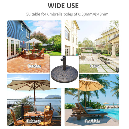 14kg Round Garden Parasol Base Holder Decorative Resin Market Umbrella Stand with Adjustable Coupler