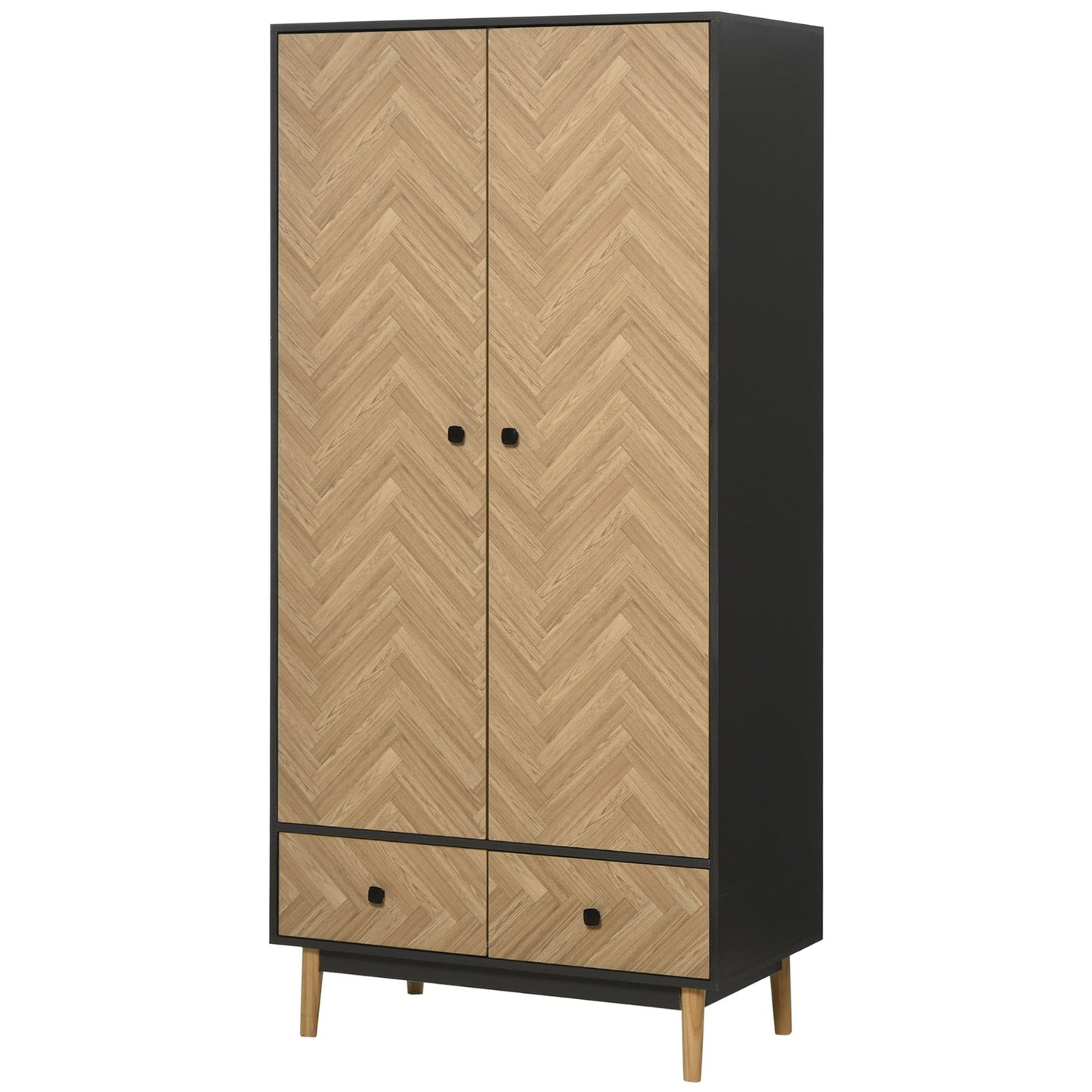 Modern Wardrobe Cabinet Wood Grain Sticker Surface with Shelf