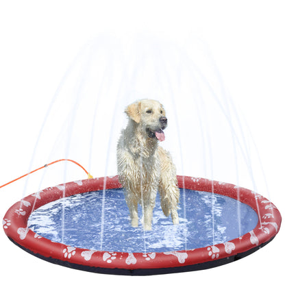 PawHut 170cm Splash Pad Sprinkler for Pets Dog Bath Pool Water Game Mat Toy Non-slip Outdoor Backyard Red