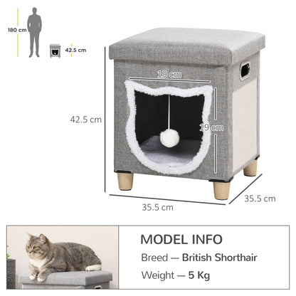 PawHut 2 in 1 Cat Bed Ottoman