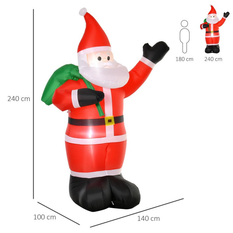 Homcom 8 Foot LED Polyester Santa Claus Christmas Inflatable